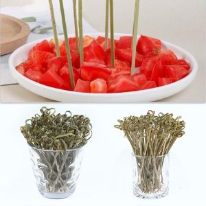 100PCS/12CM Looped Knot Bamboo Skewers Sticks Knotted Stick Cocktail Appetizer Decorative Bar