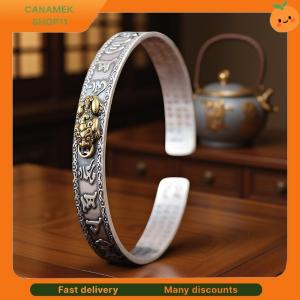 ❣️❣️❣️ Creative Personality Proverbs Heart Sutra Pixiu Open Bracelet Women Men Jewelry Accessries