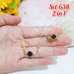 SET KALUNG CINCIN DEWASA PERHIASAN MOTIF PERMATA 2 IN1/SET-638