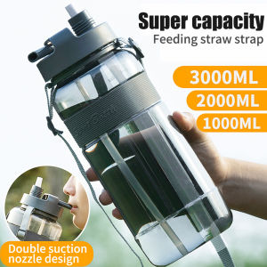 New Big Large BPA Free Sport Gym Training Drink Gallon Water Bottle with Straw [Ready to stock]