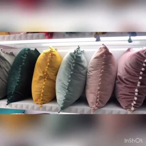 Arline 1 PCS Soft Velvet Cushion Cover with Pompom Ball White Yellow Blue Pillow Cover Bedroom Sofa Decoration Pillow 45x45cm M2V8J