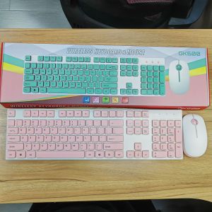 GK600 ชุดคีย์บอร์ดและเมาส์ไร้สายสีลูกกวาดแล็ปท็อปสำนักงาน 2.4G คีย์บอร์ดและเมาส์ขายส่ง