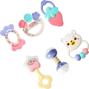 ♥♥♥ (𝐒𝐆 𝐒𝐞𝐥𝐥𝐞𝐫) BabySPA 6 in 1 Baby Rattle Set Silicone Soft Safe Latex Free BPA Free 0 Month and Above