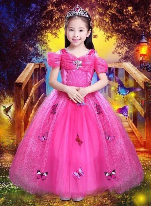 Dress Baju Kostum Gaun Princess Putri Cinderella Pink Tangan