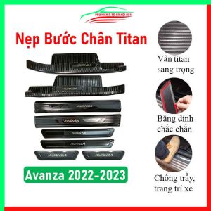 Bộ nẹp bước chân trong ngoài ô tô Avanza 2022-2023 vân titan ốp bậc cửa lên xuống chống trầy xước phụ kiện trang trí xe hơi
