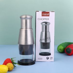 3s Fast Food Chopper Stainless Steel Manual Hand Press Onion Mincer Vegetable Cutter Dicer Meat Grinder Cooking Helper Easy to Clean Blades