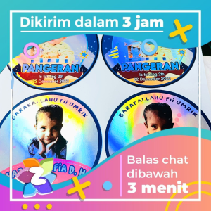 5-8 Sticker Gold / Silver Ulang Tahun Anak Sticker Label Undangan Happy Birthday Uk.Sedang Zennida