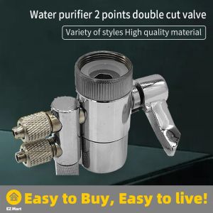 【Fast Shipping】 Counter Top Water Filter 1/4" Tube Dual Diverter Valve M22 Chrome Plated Brass Water Filter Faucet Dual-Diverter-Valve