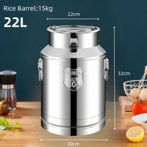 304 stainless rice dispenser 25kilos /5kg /10kg/15kg/ 50 kilos sale rice storage container 25kg airtight food container with cover large capacity insect-proof moisture-proof flour cereal container storage stainless steel rice storage