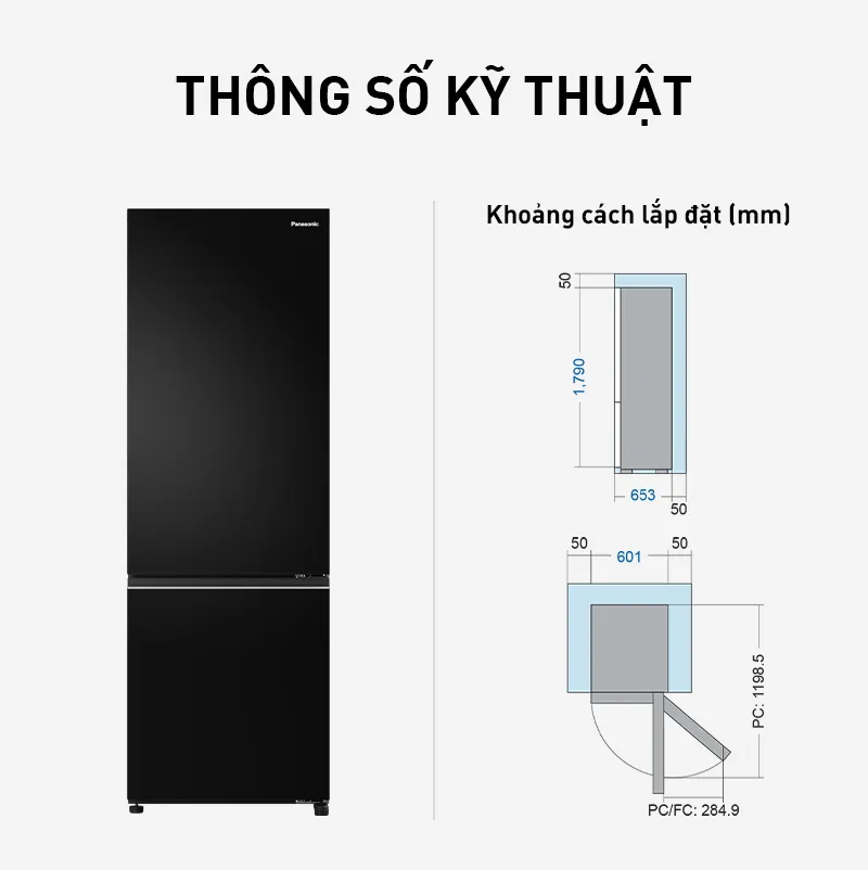 [Trả góp 0%] Tủ lạnh Panasonic Diệt Khuẩn 325L NR-BV361BPKV Cấp Đông Mềm -  Ngăn Đá Dưới - Siêu Tiết Tiệm Điện Năng - Bảo hành 2 năm