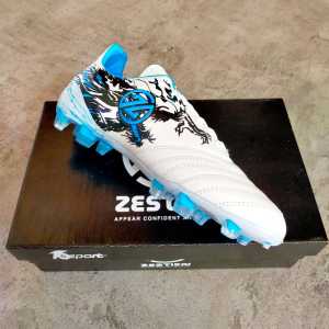 Sepatu Bola Zestien Draak FG Premium White Blue LZZD01