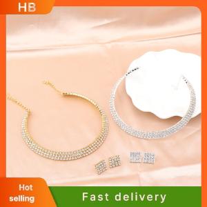 HB 4Pcs set Bridal Jewelry Set Necklace Bracelets Ring Earrings Set Super Gorgeous Luxury Shiny Fashion Jewelry Party Gift
