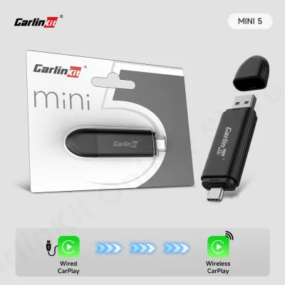 CarlinKit Mini SE Pro Wireless CarPlay Adapter - Wired into Wireless Receiver 2 in 1 CarPlay Wireless Android Auto Smart Ai Box No Lag Plug and Play Easy Use