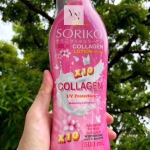 SORIKO Glutathione Moisturizing and Whitening SPF 50PA+++  COLLAGEN  GOAT MILK NIGHT Lotion 500ml