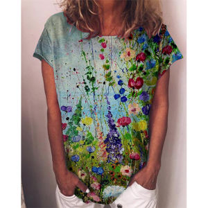 [Local Stock] ZEEMIN Summer Floral Flower Bird 3D Print T-Shirts Women Streetwear O-Neck Short Sleeve T Shirt Harajuku Y2k Tees Tops Female Clothing