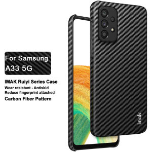 Samsung Galaxy A54 A34 A14 A73 A53 A33 5G 4G - Ruyi Carbon Fiber Case Full Coverage Casing Anti Slip Shock Resistant Impact Fingerprint Proof Texture Light Slim PC Case Protection Scratch Drop Dirt Hard Black