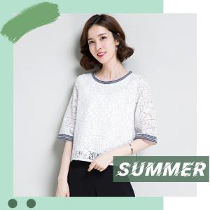 LH.Sunday เสื้อยืดเอวลอยคอกลมแขนสามสวนน่ารักมากมาย