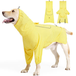 HamshMoc Dog Sun Protection Rain Cape Portable Packable Pet Raincoat with Reflective Strip for Medium Large Dogs Outdoor Walking
