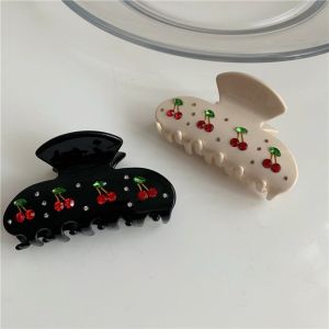 PTK52 ผู้หญิง ผู้หญิง ผู้หญิง เงางาม สีดำ ปิ่นปักผม เพชร สีขาวที่มีสีสัน สีกาแฟ เครื่องประดับผม สไตล์เกาหลี กรงเล็บผม กิ๊บติดผมเชอร์รี่