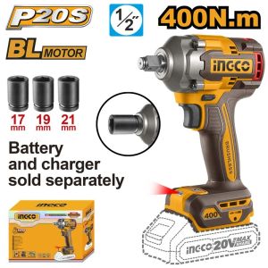 INGCO 20V BL 1/2" IMPACT WRENCH 400NM CIWLI2040