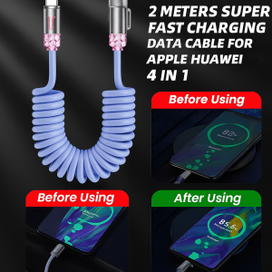 Four in one color spring fast charging data cable for  Huawei