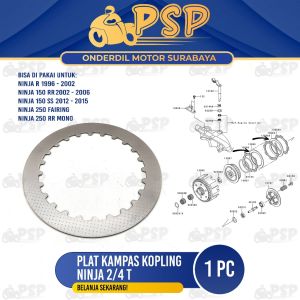 Plat Kampas Kopling Ninja 2 T / 4 T (Harga 1 PCS) - Plat Kanvas Kopleng Disk Ninja RR Ninja Mono 250