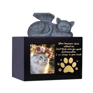Bằng gỗ urn cho chó và mèo remembrances với thiên thần giọng tro hộp đựng bảo quản hộp tưởng niệm cho pet giảm cân