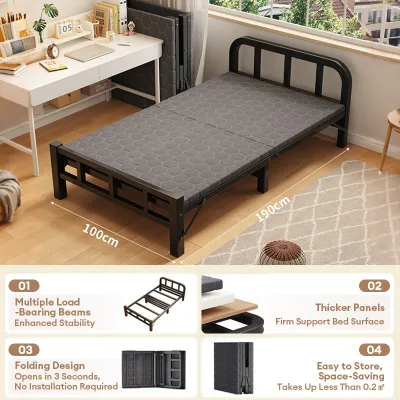 NAIJIA Metal Folding Bed Single/Super Single Bed Frame Katil Besi Thickening Upgrade No installation折疊床