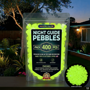 NOBLELYN Colorful Glow-in-the-Dark Garden Stones Reusable Waterproof Glowing Pebbles  Resin Luminous Stepping Rocks Outdoor Landscaping Decor