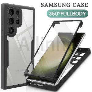 For Samsung Galaxy S24 Ultra S24 Plus S24 Phone Case 360 Double Layer Full Body Protection Transparent Phone Cover