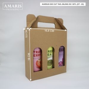 DT-03 Kardus Die Cut Tas Jinjing Botol 250ml x 3 Isi 10 Pcs Amaris Packaging