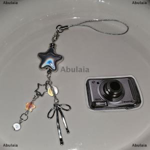 [COD] Abulaia โทรศัพท์มือถือสายคล้องคอ Keyfob โทรศัพท์ Y2K สไตล์โลหะเงินดาวโบว์จี้เสน่ห์โทรศัพท์มือถือพร้อมจี้สาวเย็นหวาน