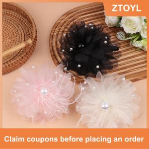 【ZTOYL】 ที่หนีบผมขนนกตาข่ายประดับผมกิ๊บมุกสุดหรูเครื่องประดับผมแฟชั่น