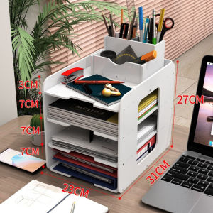 ชั้นวางเอกสาร ชั้นเอกสารA4 ชั้นวางแฟ้ม 4/5/7ชั้น ที่วางเอกสาร พร้อมกล่องใส่ปากกา วัสดุPVC แข็งแรง ทนทาน รับน้ำหนักได้เยอะ