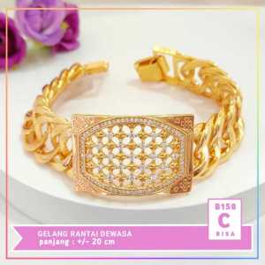 gelang xuping gelang dewasa rantai tebal full permata perhiasan lapis emas gold B158