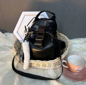 Tas Ransel Wanita Desain Vintage Anti Air dengan Tali Serat Mikro - Warna Cinnamon/Hitam/Teal backpackpack korea masa kini
