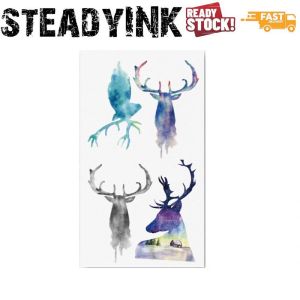 [𝚂𝚝𝚎𝚊𝚍𝚢𝙸𝙽𝙺] Lasting Color Tattoo Sticker Waterproof Tatu Pelekat | Minimalist Deer | Makeup Event Festival Party |