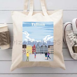Singapore Sofia Stockholm Sydney Taj Mahal Venice Vienna Brussels Warsaw Yerevan City Canvas Tote Bag Cotton Shopper Handbag