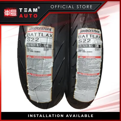 TeamAutoCare S00011-C-C01-90175 Bridgestone Battlax S22 Tyres for 2A Motorcycles (Front & Rear)