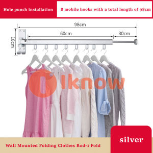 I know metal flip-up clothes hanger wall hanging balcony clothes rail household folding clothes drying rack