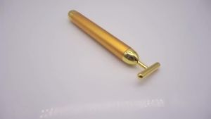 Beauty Bar 24k Golden Pulse Facial Massager GOODY T-Shape Electric Sign Face Massage Tools for Sensitive Skin Face Pull Tight Firming Lift