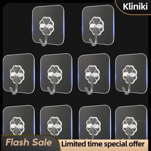 [Kliniki] 10PCS Transparent Stainless Steel Strong Self Adhesive Hooks Key Storage Hanger for Kitchen Bathroom Door Wall Multi-Function