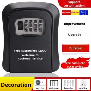 【4 Numbers Password】Key Storage Lock Box Wall Mounted with Dustproof Cover Outdoor Key Safe Box Resettable Code Key Holder Hider 密码钥匙盒