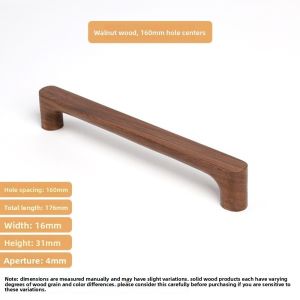 MASTERYX Nordic Style Cabinet Handles Walnut Wood Rounded Edges Drawer Pulls Minimalist 96mm Furniture Pulls Home Decor