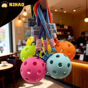 【N2HAO】 Creative Pickleball Racket Metal Keychain Colorful Hollow Golf Ball Keychains Dink Ball Fans Party Gift Bag Pendant