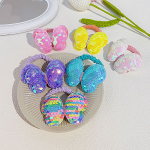 1/6Pcs Cute Shiny Sequin Bow Girl Hair Tie Fashion Sweet Hair Rope Youth Vitality Childrens Daily Accessories