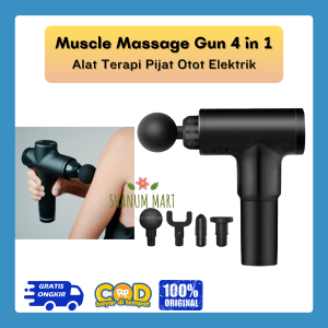 Alat Terapi Otot Relaksasi Otot Fasia Muscle Massager Gun Hitam 4in1 / Pijat ELektrik Leher Punggung Kaki