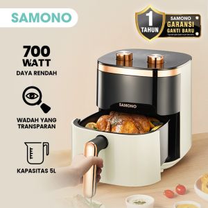 SAMONO New Air Fryer Dengan Kaca Transparan Kapasitas 5 Liter 700W Low Watt AFW50 Mesin Penggoreng Tanpa Minyak  Pemanggang Makanan