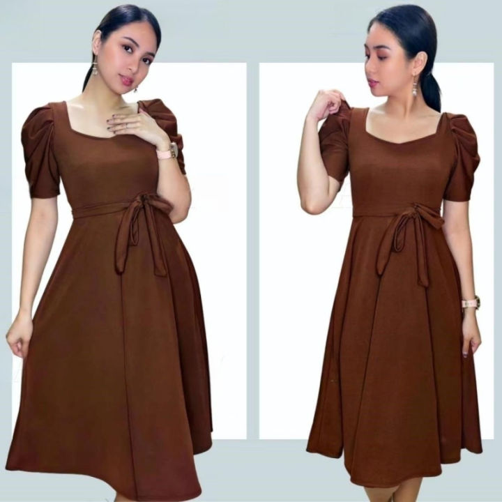 Plain dress for woman casual dress for women formal korean dress lacing ...