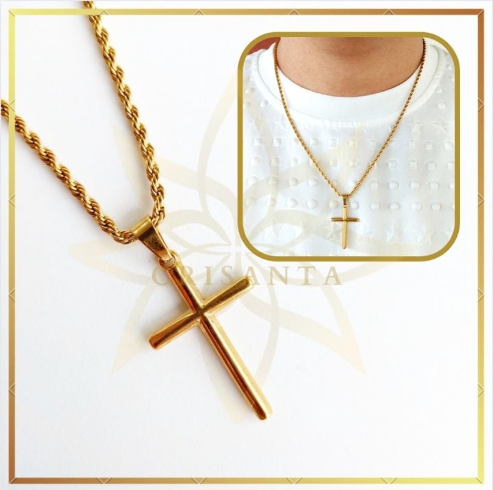 Buy 9K Yellow Solid Gold Cross Chain Pendant. Minimalist Christian Necklace.  Classy Cross Casual Charm Necklace. Online in India - Etsy